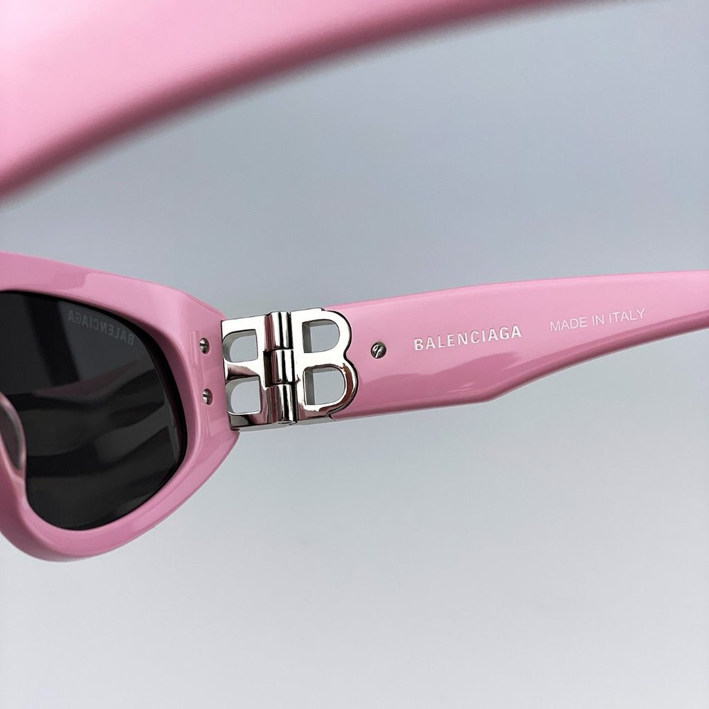 Balenciaga BB0095S 013 BRAND NEW Suglasses Light Pink Silver Grey Cat Eye Unisex - Picture 12 of 14